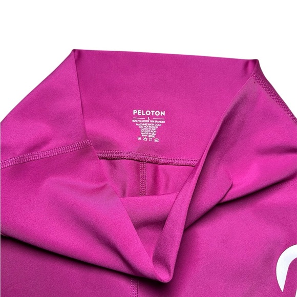 Peloton Show Up Rib Leggings Pink and Blue White Logo Size Large - Picture 2 of 6